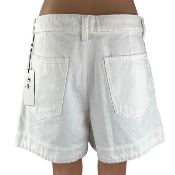 NEW 7 for NEW All Mankind Women's White High Rise Wide Leg Denim Jeans Shorts 30 - Picture 2 of 4